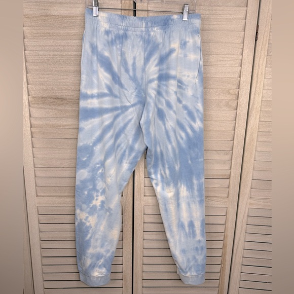 BOWERY SUPPLY CO. Japanese Cherry Blossoms Tie Dye Sweat Pants Blue/White-Medium - Picture 2 of 2